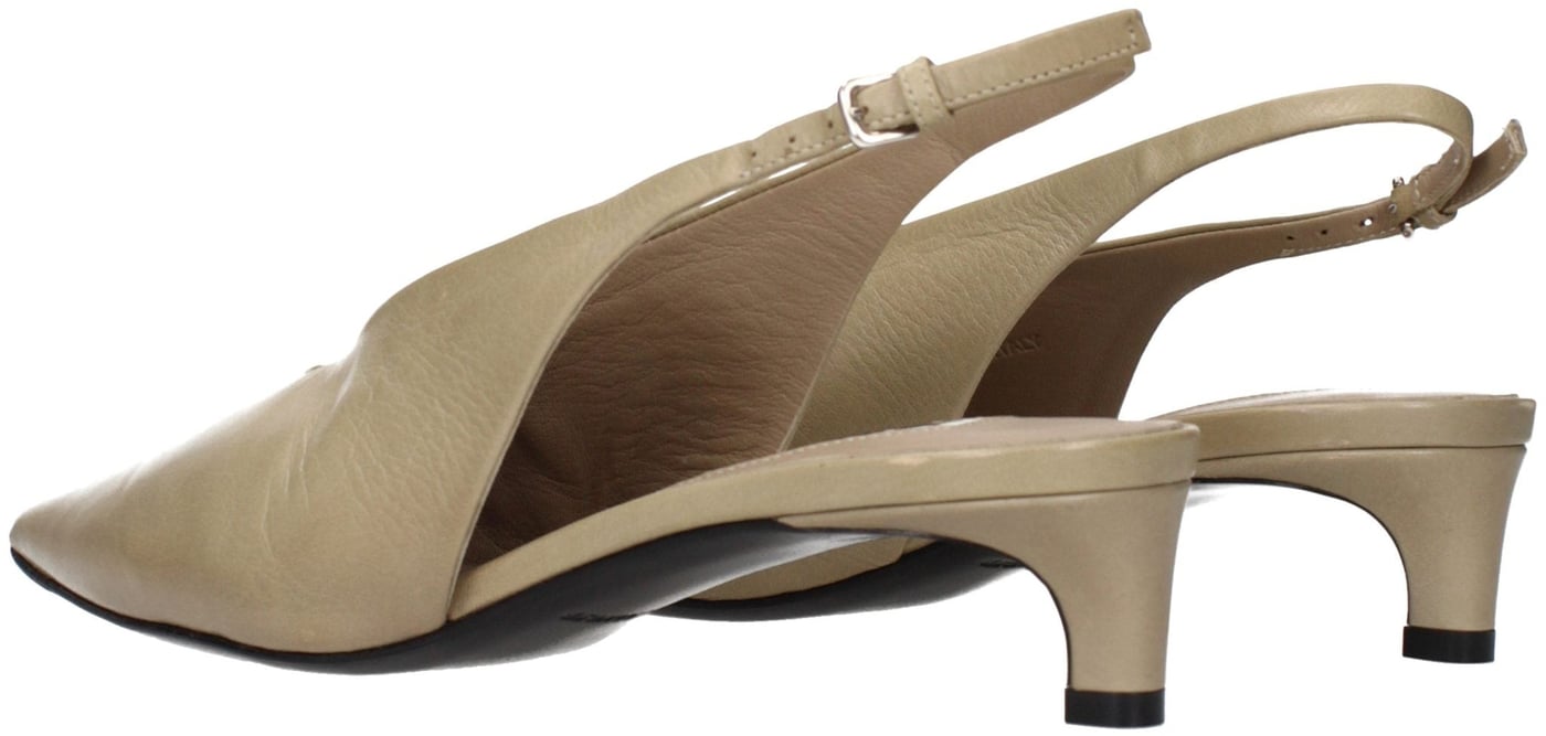 Jil Sander Beige Leather Mid Heel Pumps