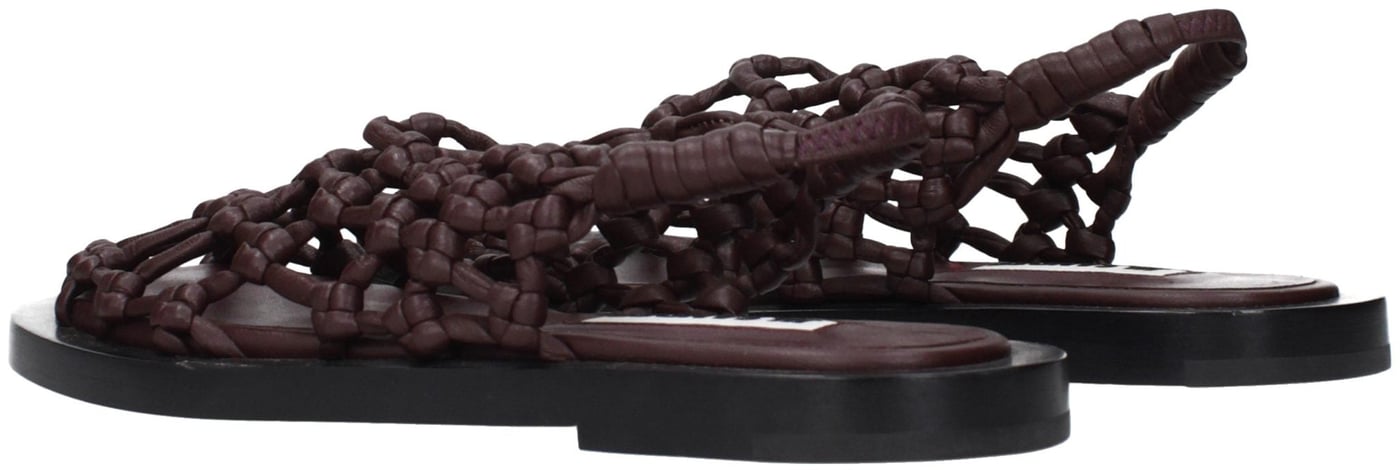 Jil Sander Brown Leather Flat Sandals