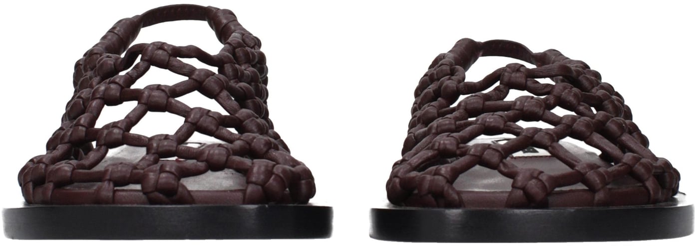 Jil Sander Brown Leather Flat Sandals