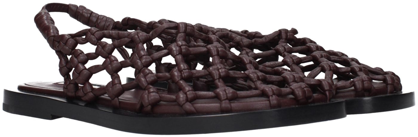 Jil Sander Brown Leather Flat Sandals
