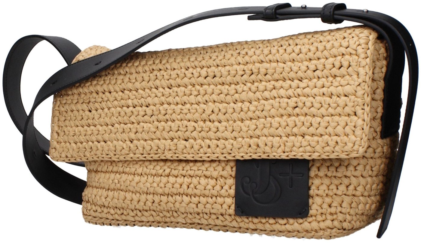 Jil Sander Beige Raffia Crossbody Bag