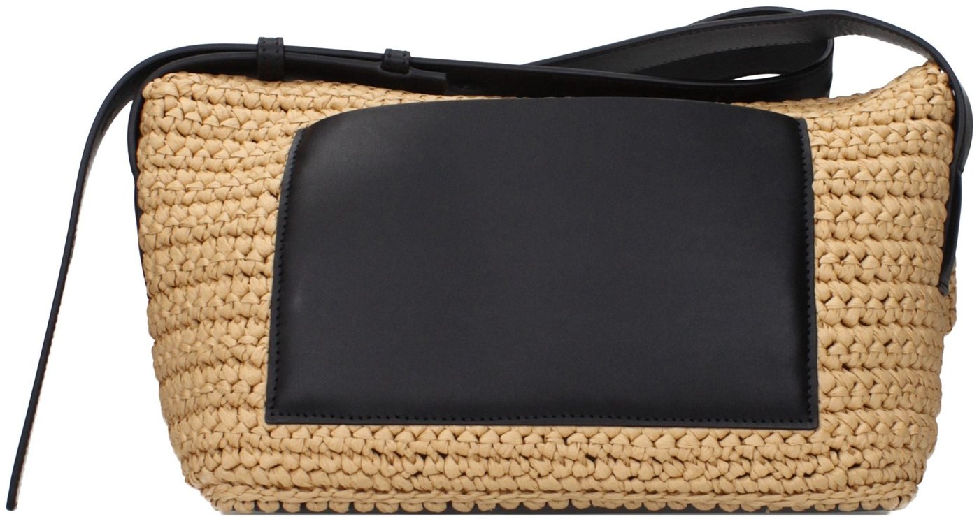 Jil Sander Beige Raffia Crossbody Bag