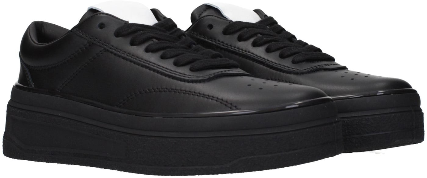 Jil Sander Black Leather Platform Sneakers