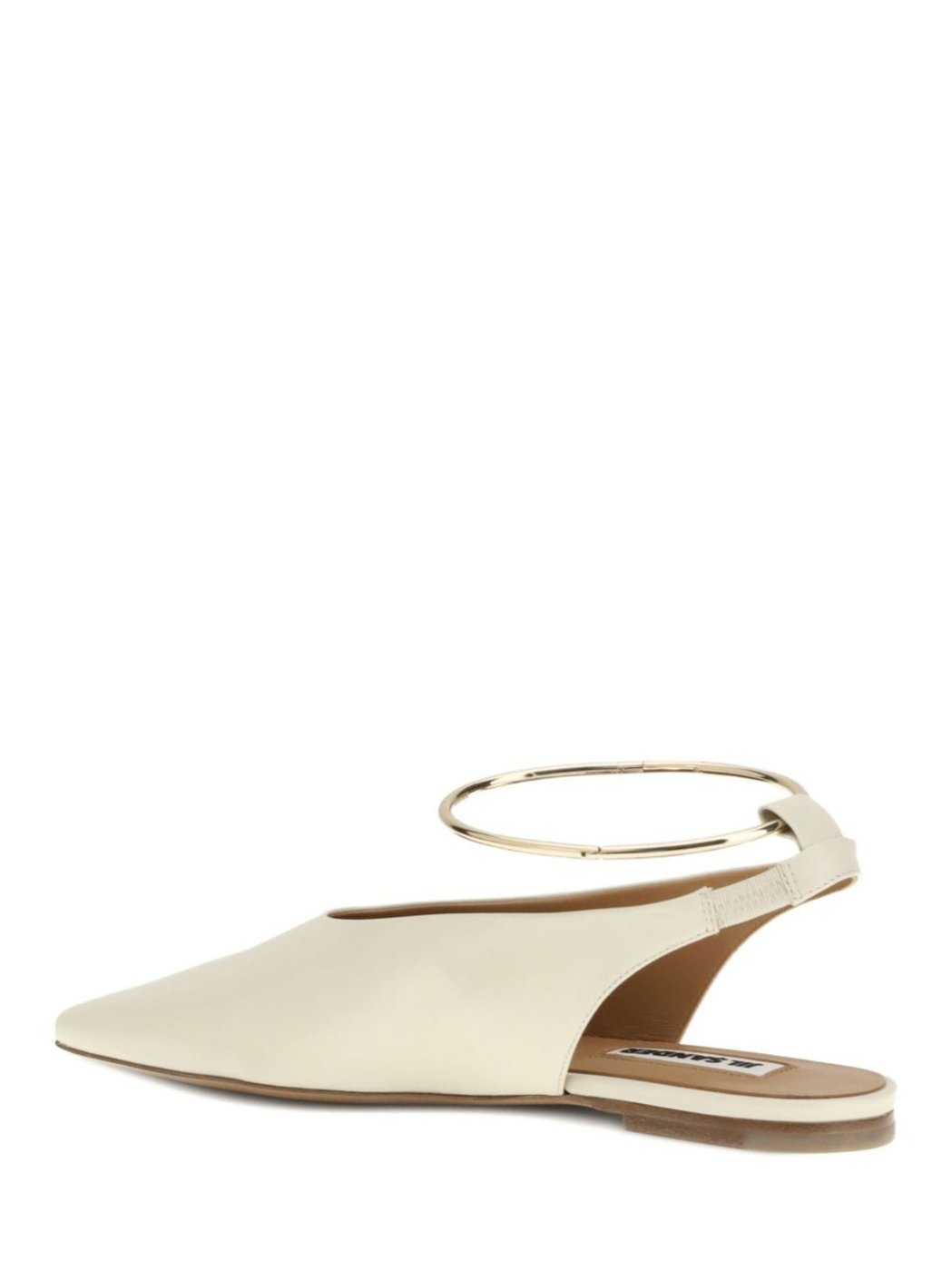 White Gold Ankle Strap Leather Flats