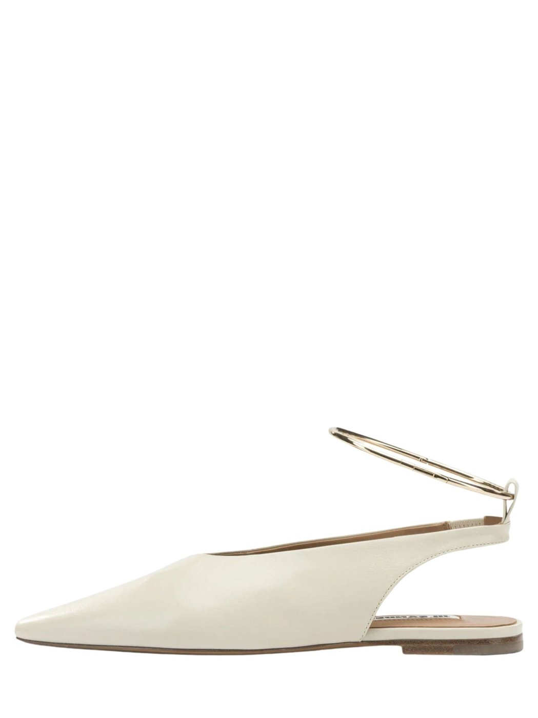 White Gold Ankle Strap Leather Flats