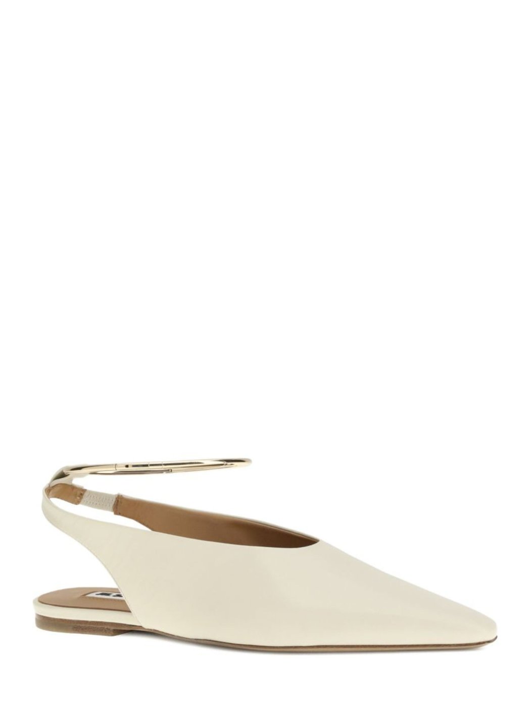 White Gold Ankle Strap Leather Flats