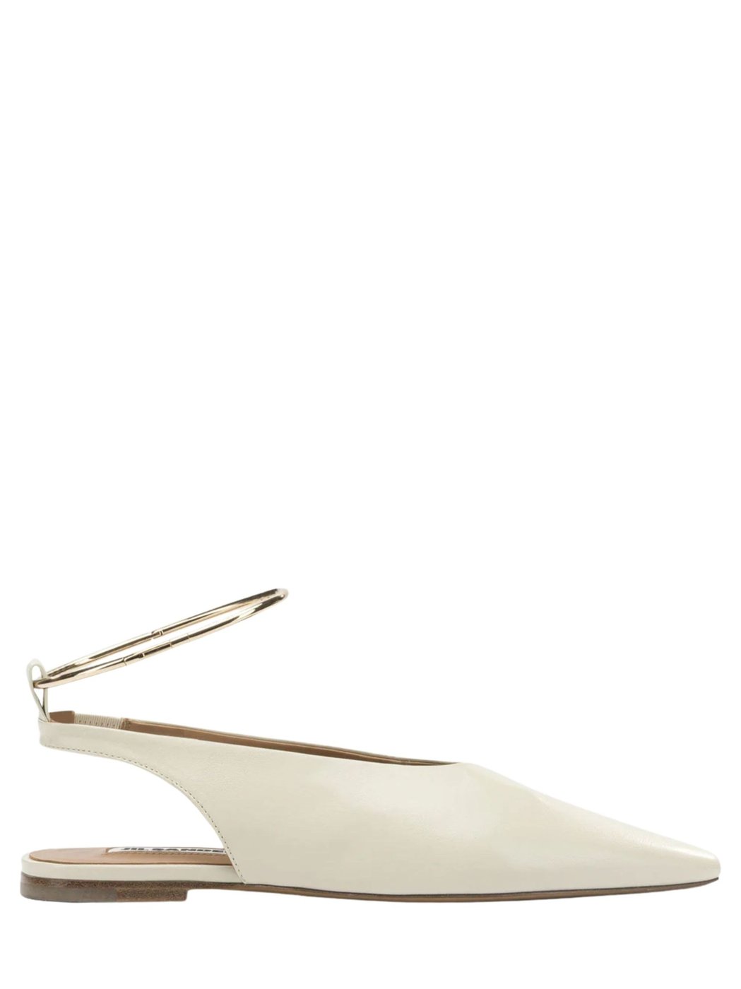 White Gold Ankle Strap Leather Flats