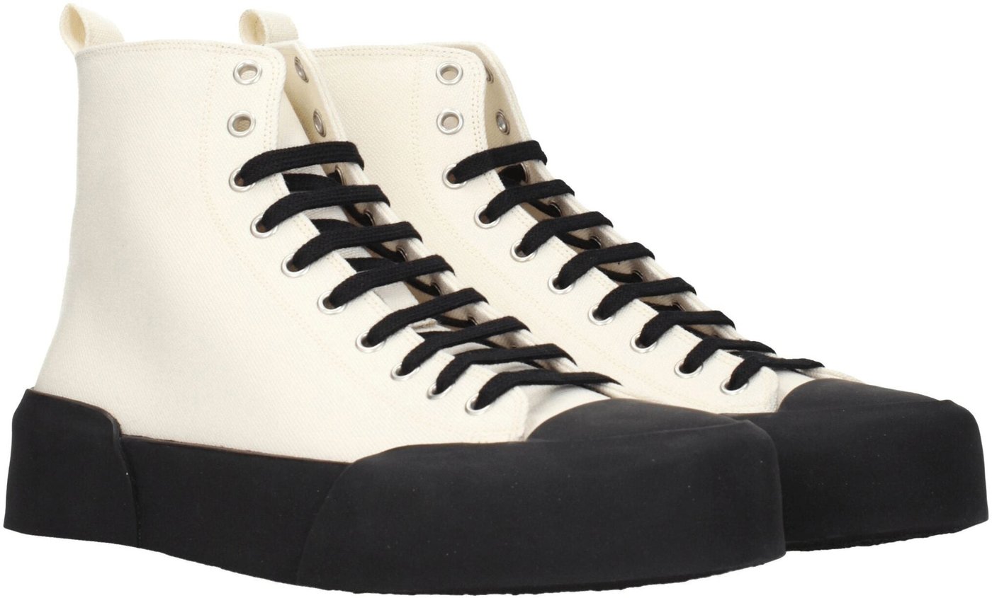 Jil Sander Beige Fabric High Top Sneakers