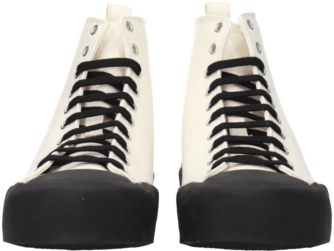 Jil Sander Beige Fabric High Top Sneakers