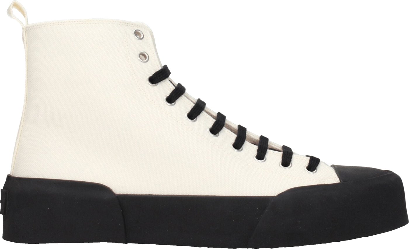 Jil Sander Beige Fabric High Top Sneakers
