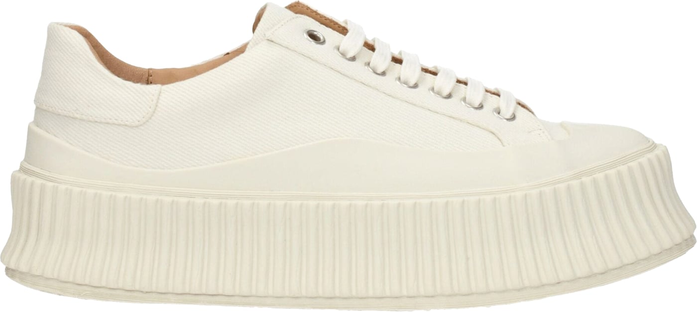 Jil Sander White Fabric Platform Sneakers