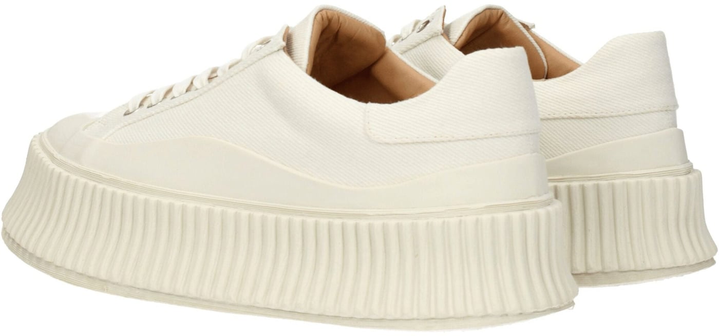 Jil Sander White Fabric Platform Sneakers