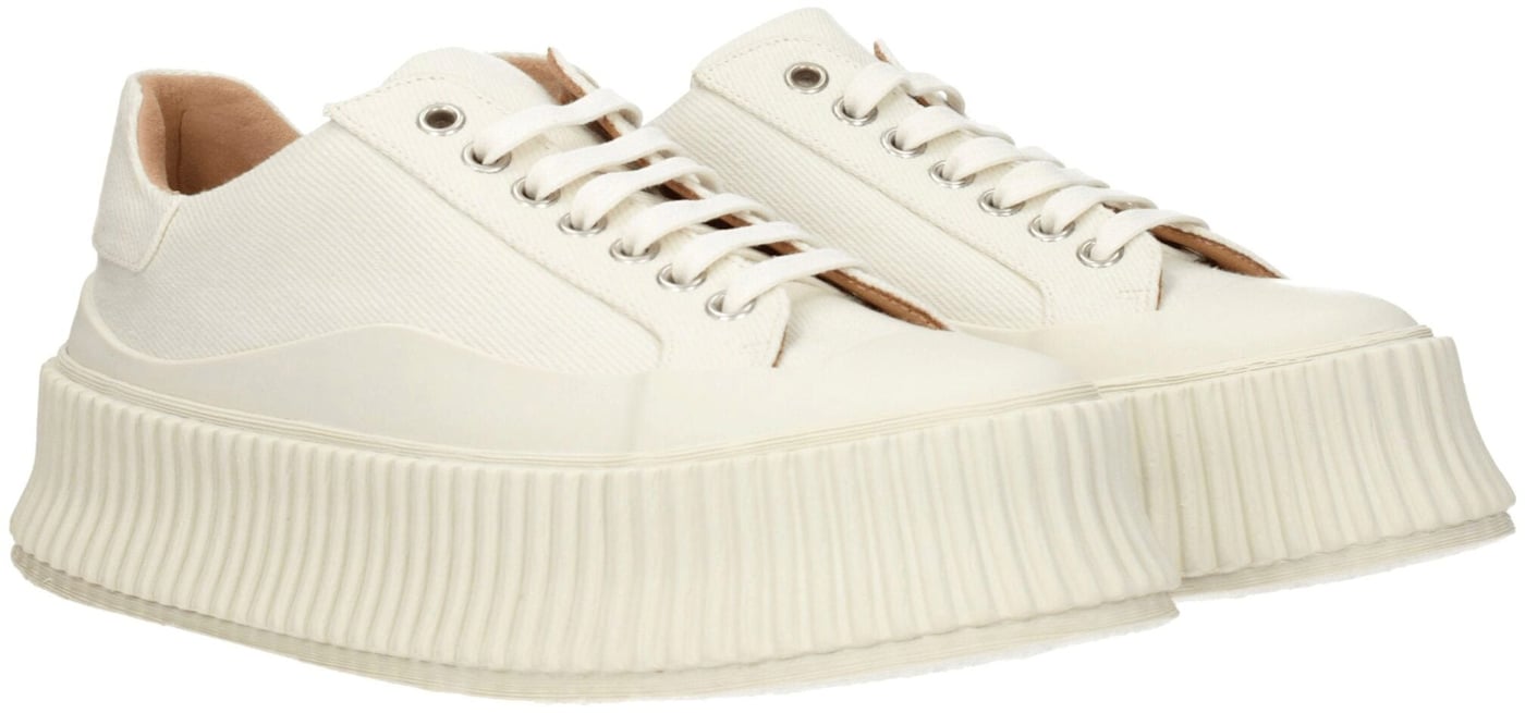 Jil Sander White Fabric Platform Sneakers
