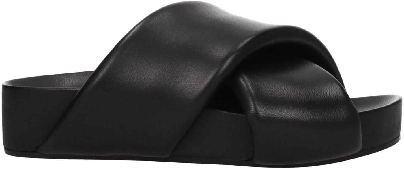 Jil Sander Black Leather Slippers