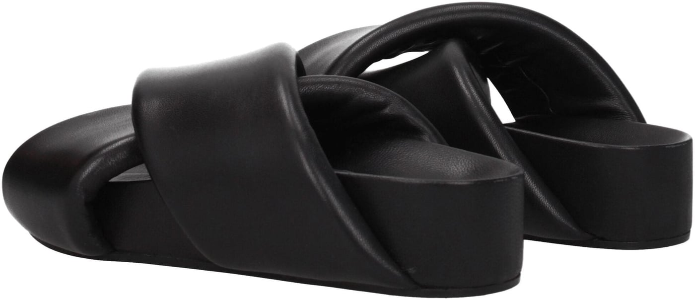 Jil Sander Black Leather Slippers