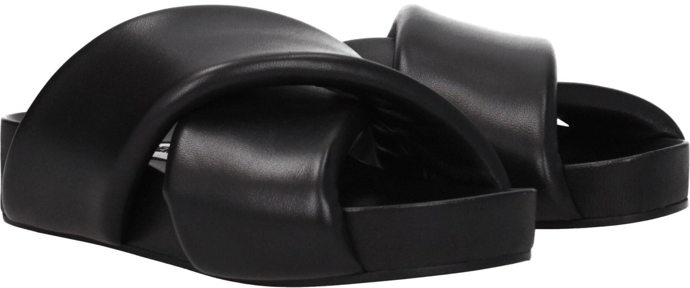 Jil Sander Black Leather Slippers