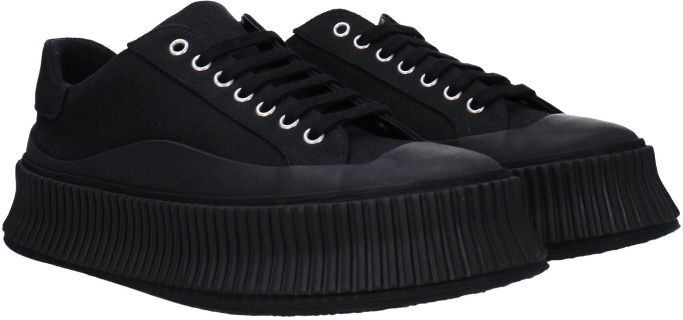Jil Sander Black Fabric Platform Sneakers