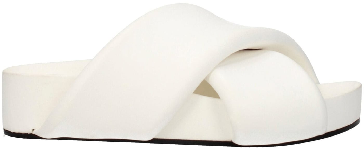 Jil Sander White Leather Slippers