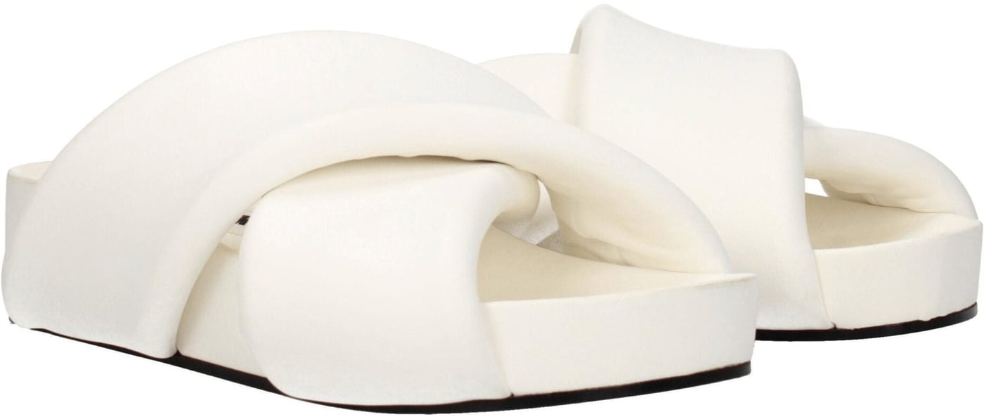 Jil Sander White Leather Slippers