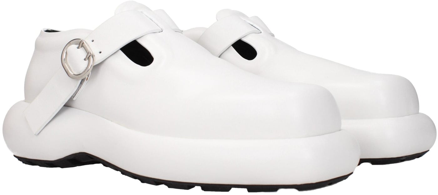 Jil Sander White Leather Mules