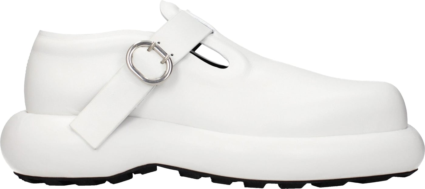 Jil Sander White Leather Mules