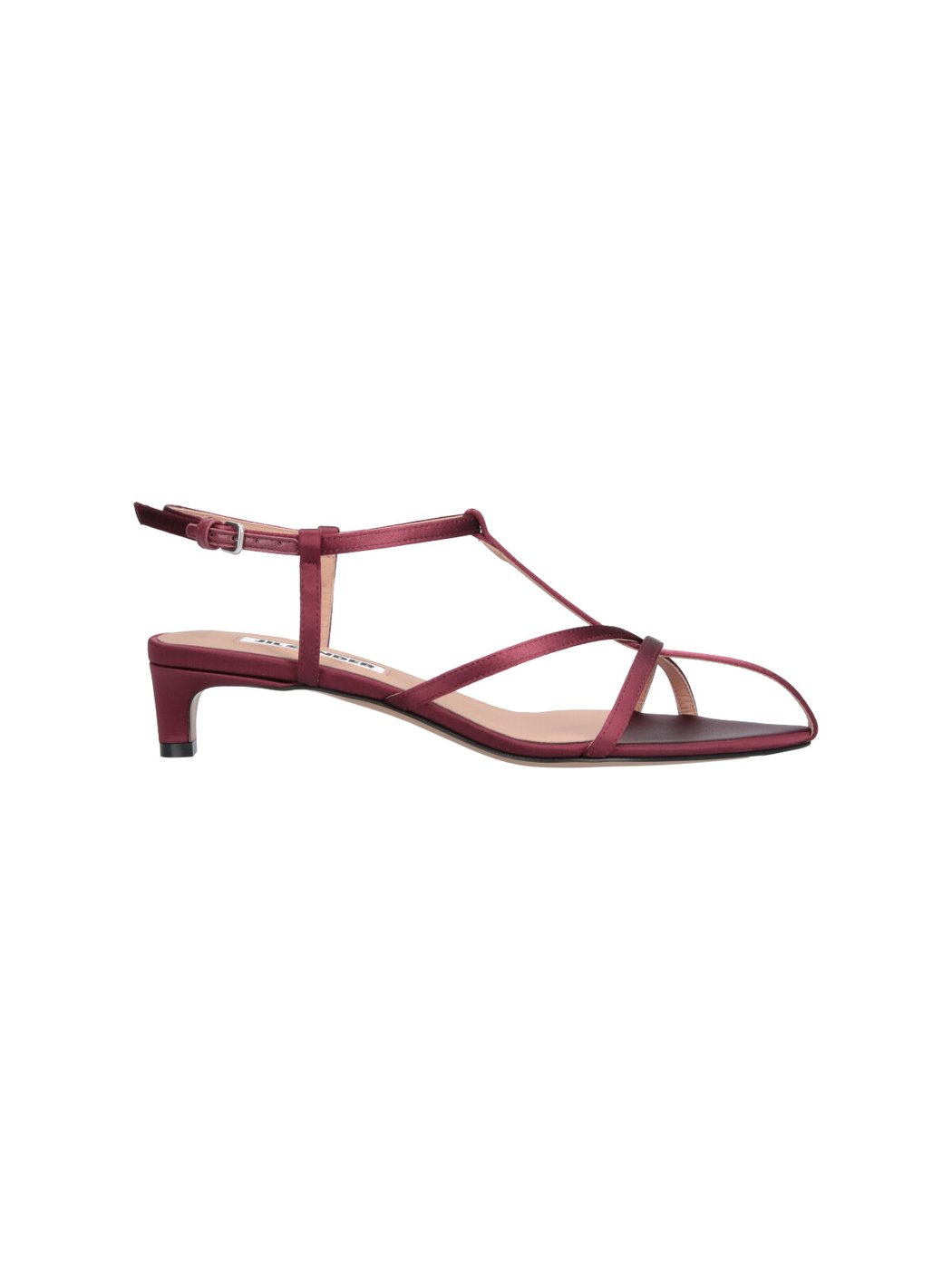 Burgundy Cage Fabric Rhinestone Strap Sandals