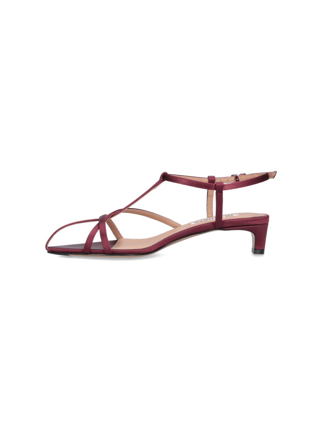 Burgundy Cage Fabric Rhinestone Strap Sandals