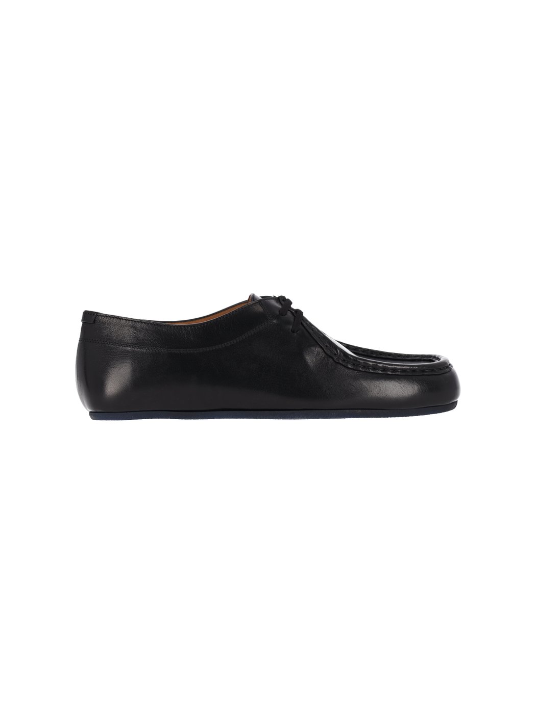 Black Hood Calfskin Flat Shoes
