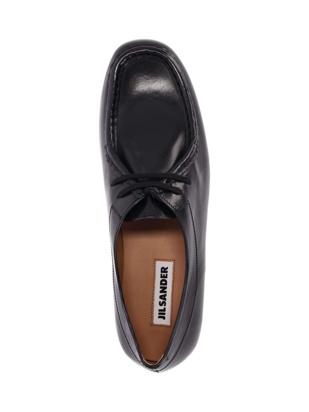 Black Hood Calfskin Flat Shoes