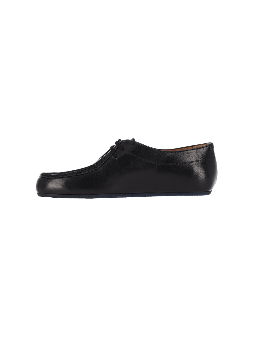 Black Hood Calfskin Flat Shoes