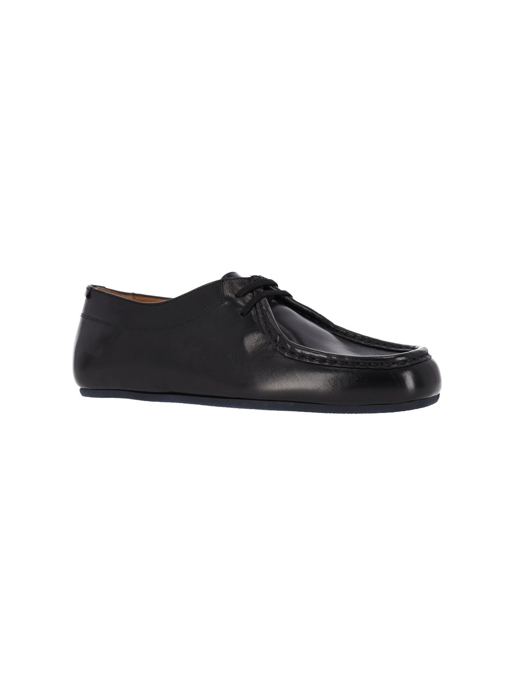 Black Hood Calfskin Flat Shoes