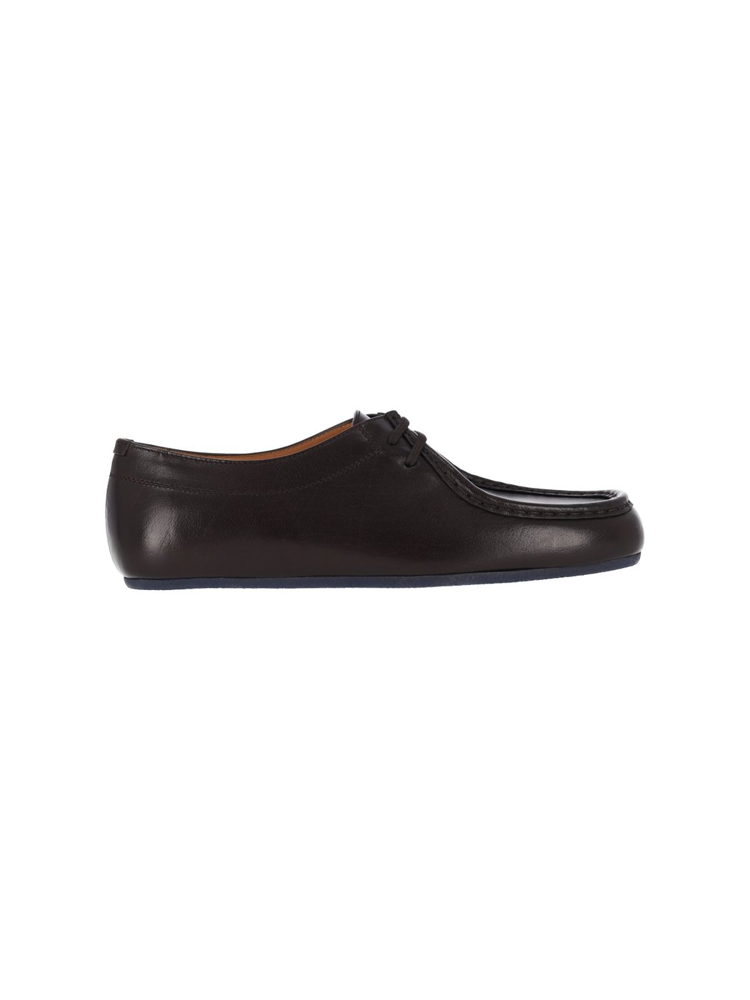 Brown Hood Calfskin Flat Shoes