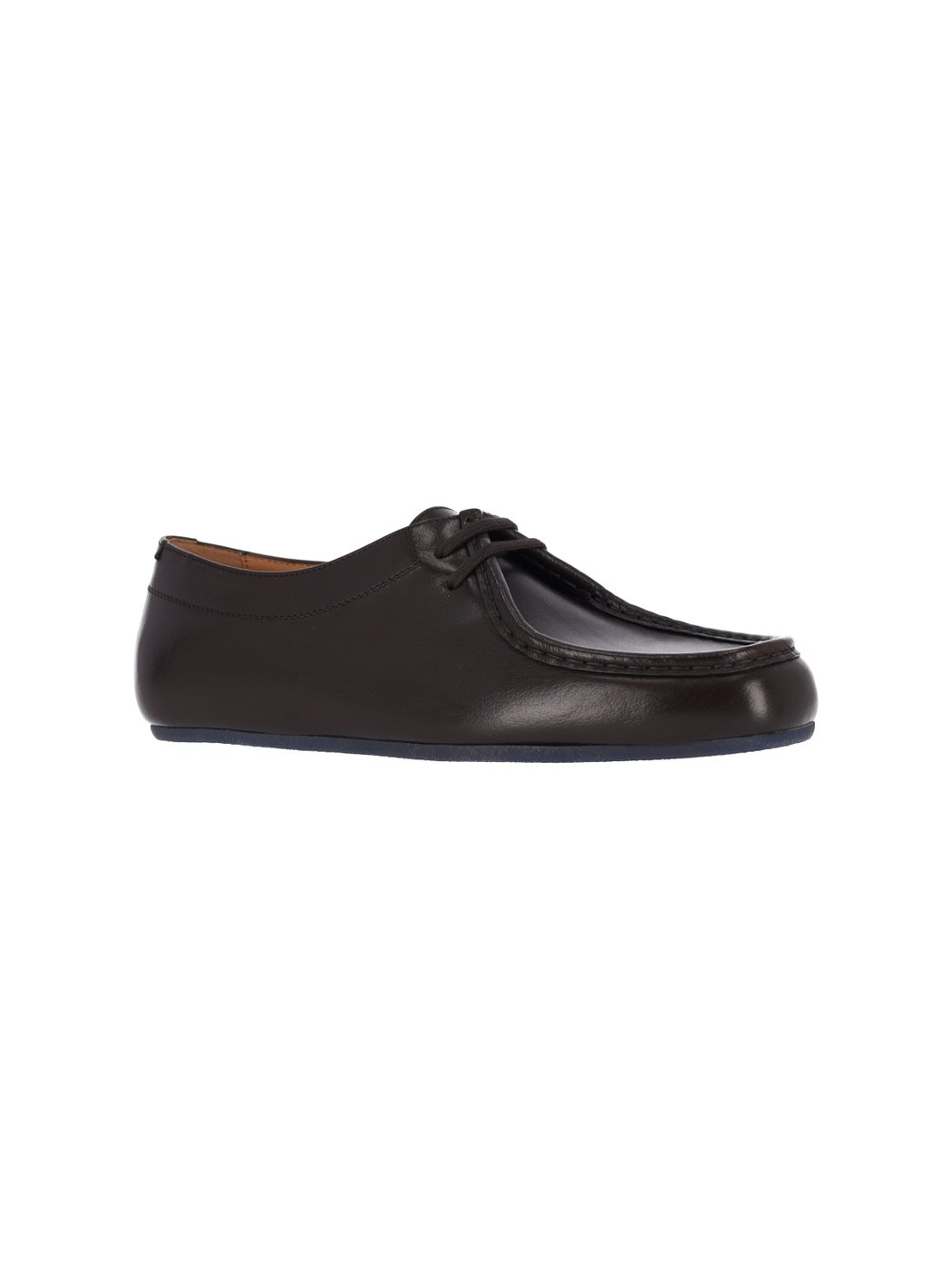 Brown Hood Calfskin Flat Shoes