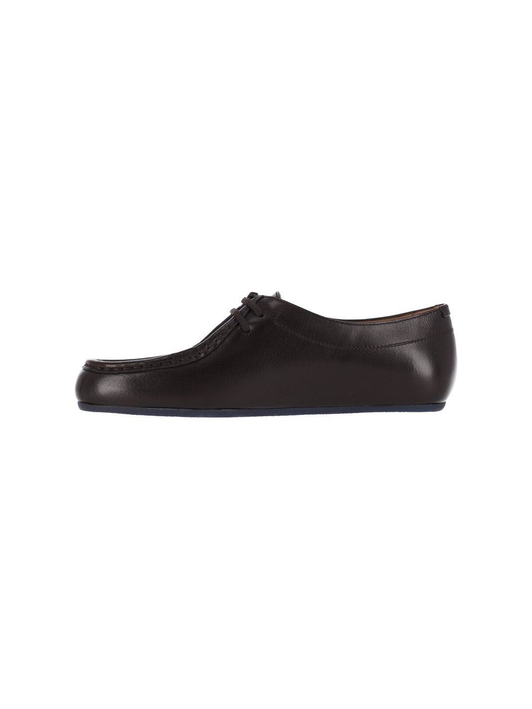 Brown Hood Calfskin Flat Shoes