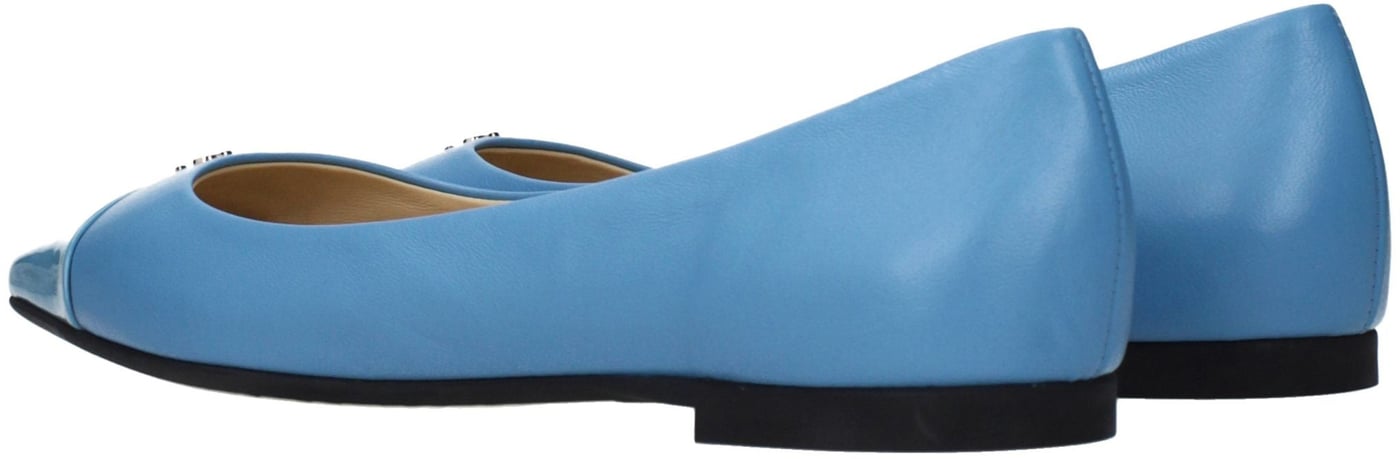 Jimmy Choo Light Blue Leather Ballet Flats