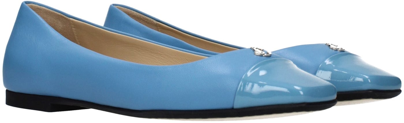 Jimmy Choo Light Blue Leather Ballet Flats