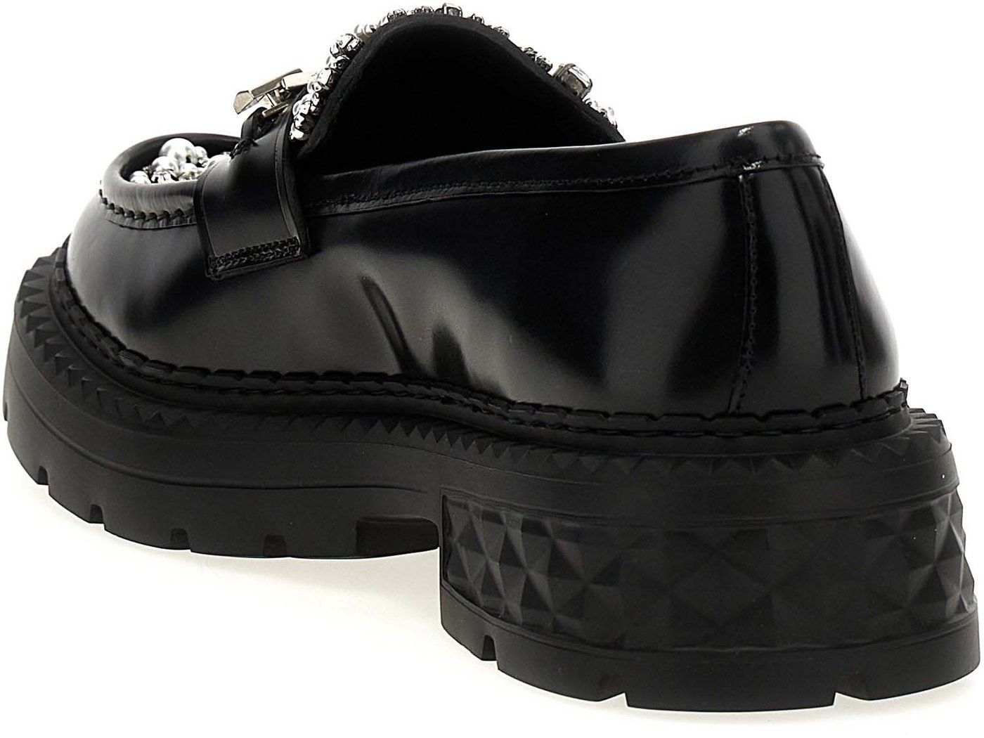 Jimmy Choo Black Calfskin Slip-On Loafers