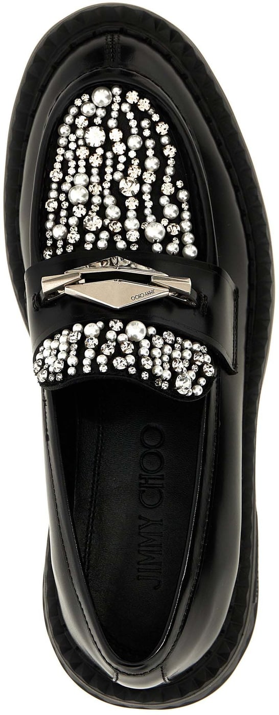 Jimmy Choo Black Calfskin Slip-On Loafers