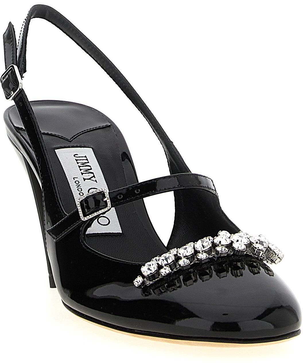 Jimmy Choo Black Leather Mid Heel Pumps