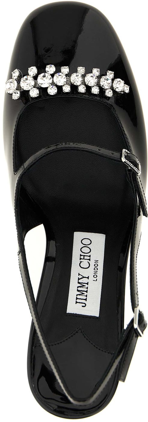 Jimmy Choo Black Leather Mid Heel Pumps