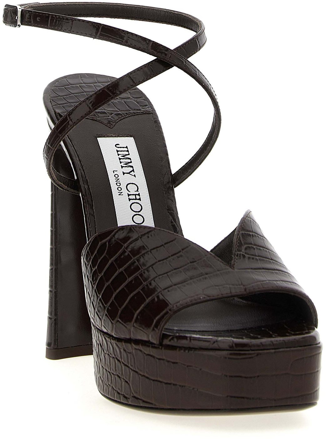 Jimmy Choo Brown Leather Stiletto Heel Sandals