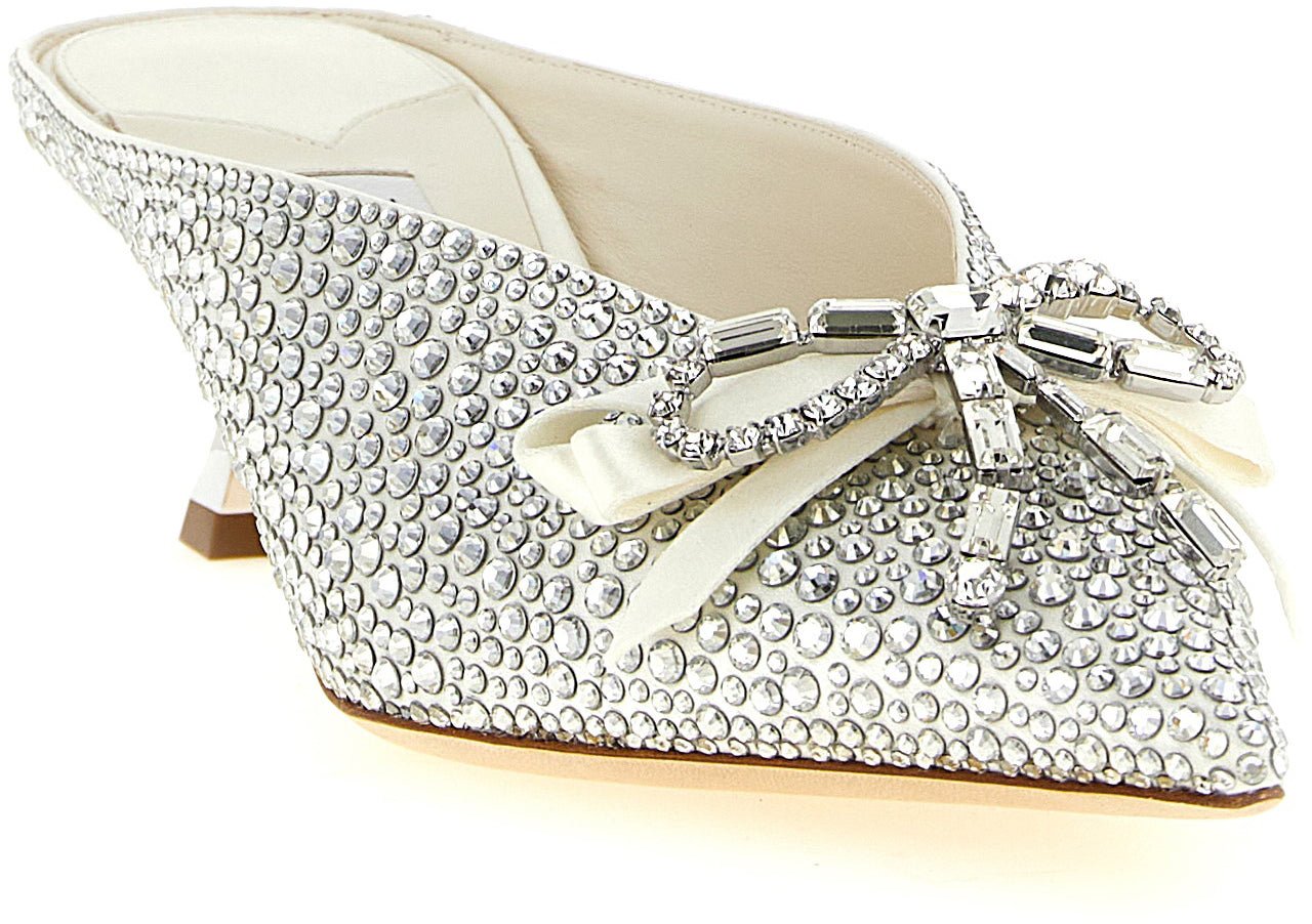 Jimmy Choo Silver Tencel Mid Heel Pumps