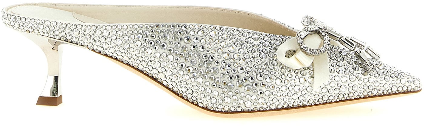 Jimmy Choo Silver Tencel Mid Heel Pumps