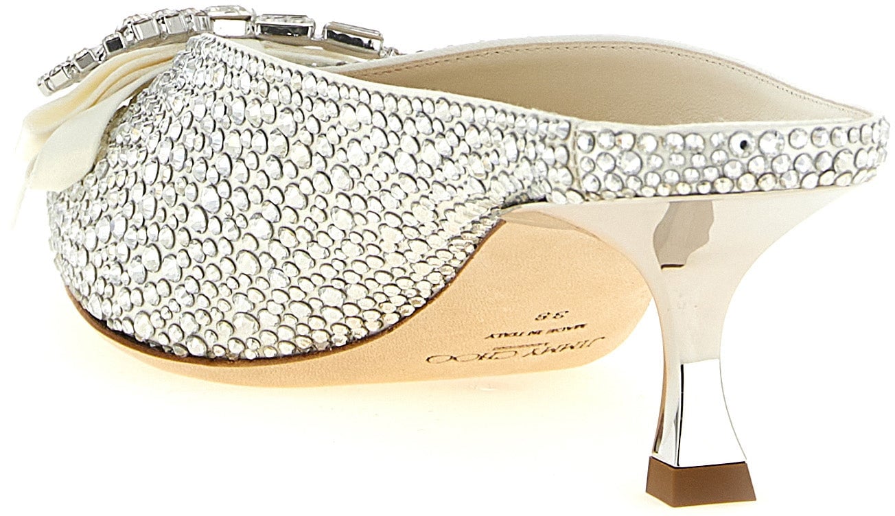 Jimmy Choo Silver Tencel Mid Heel Pumps
