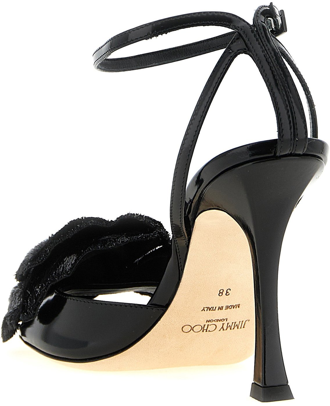Jimmy Choo Black Leather Stiletto Heel Sandals