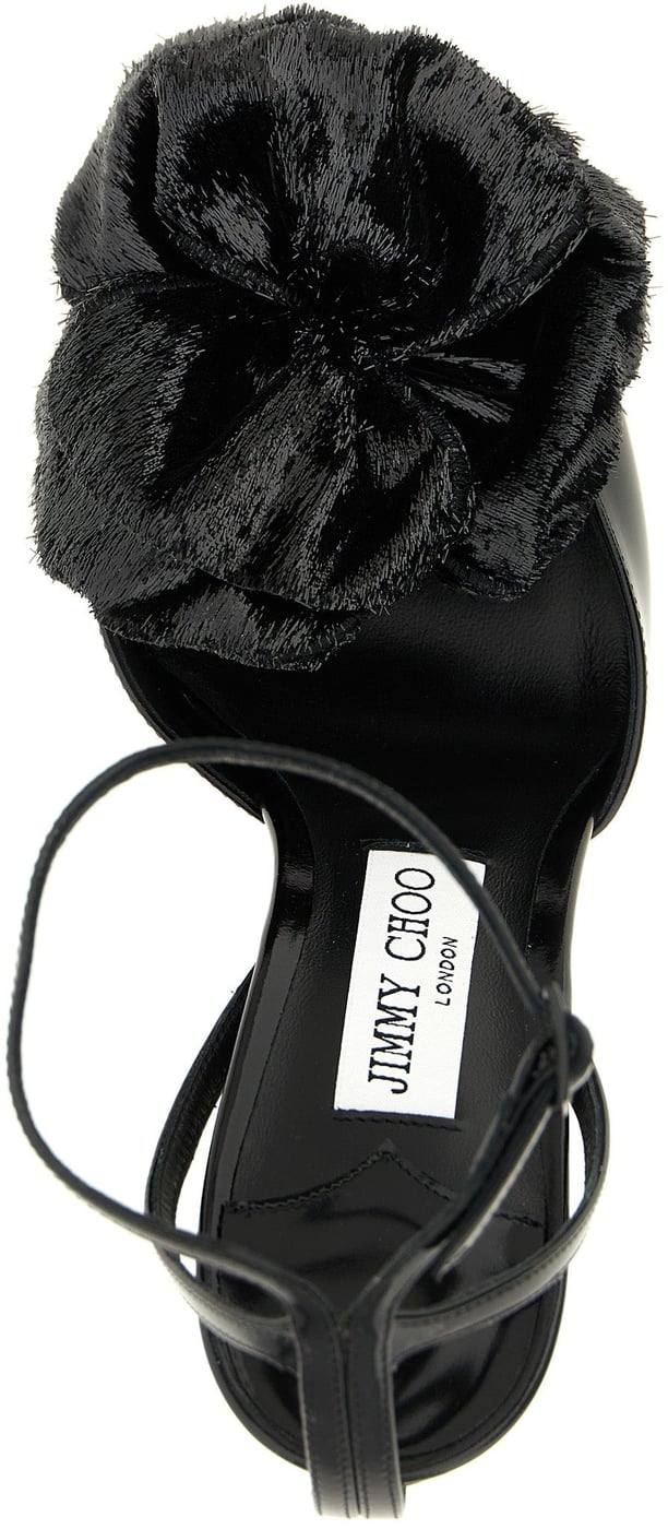 Jimmy Choo Black Leather Stiletto Heel Sandals