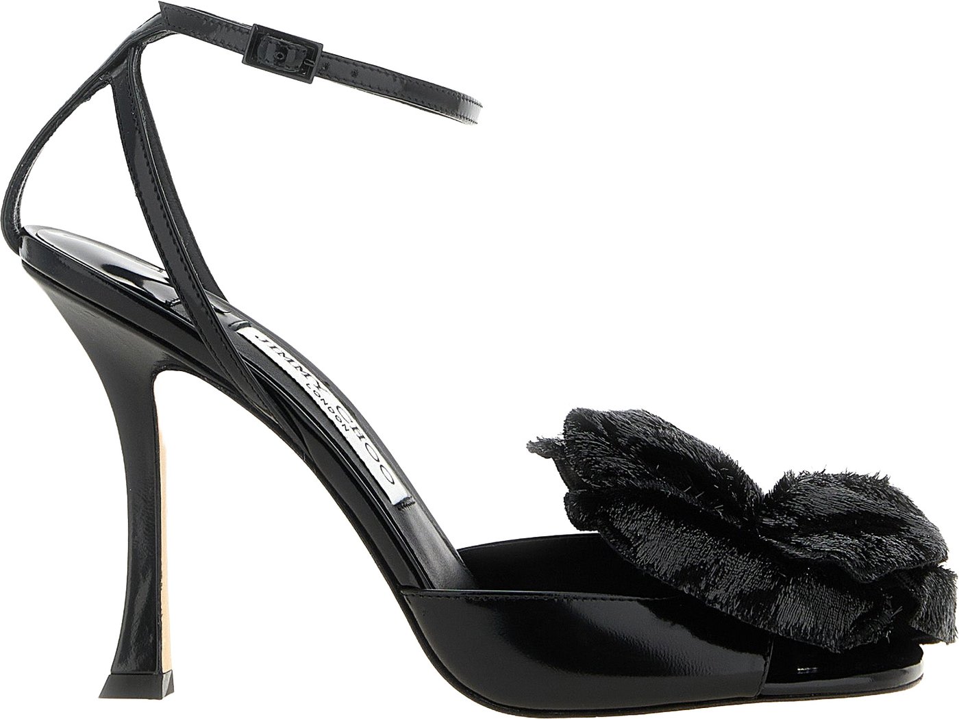 Jimmy Choo Black Leather Stiletto Heel Sandals