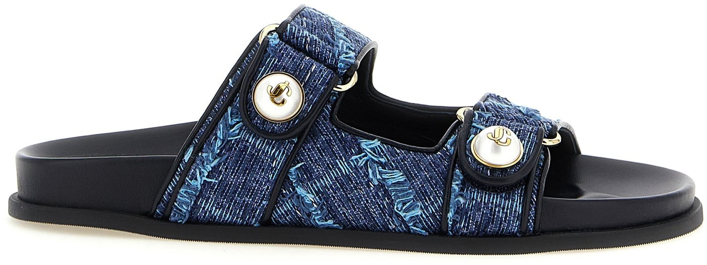 Jimmy Choo Blue Tencel Slides