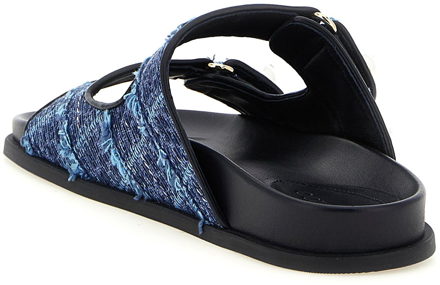 Jimmy Choo Blue Tencel Slides
