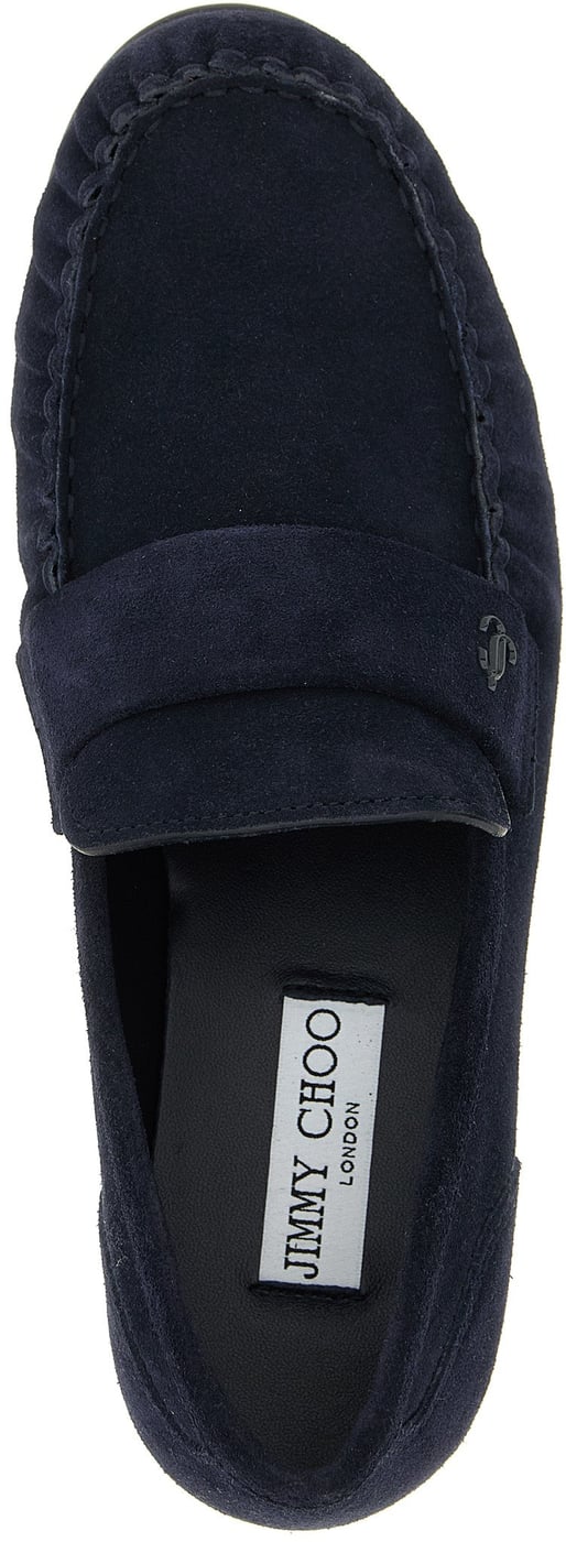 Jimmy Choo Blue Leather Slip-On Loafers